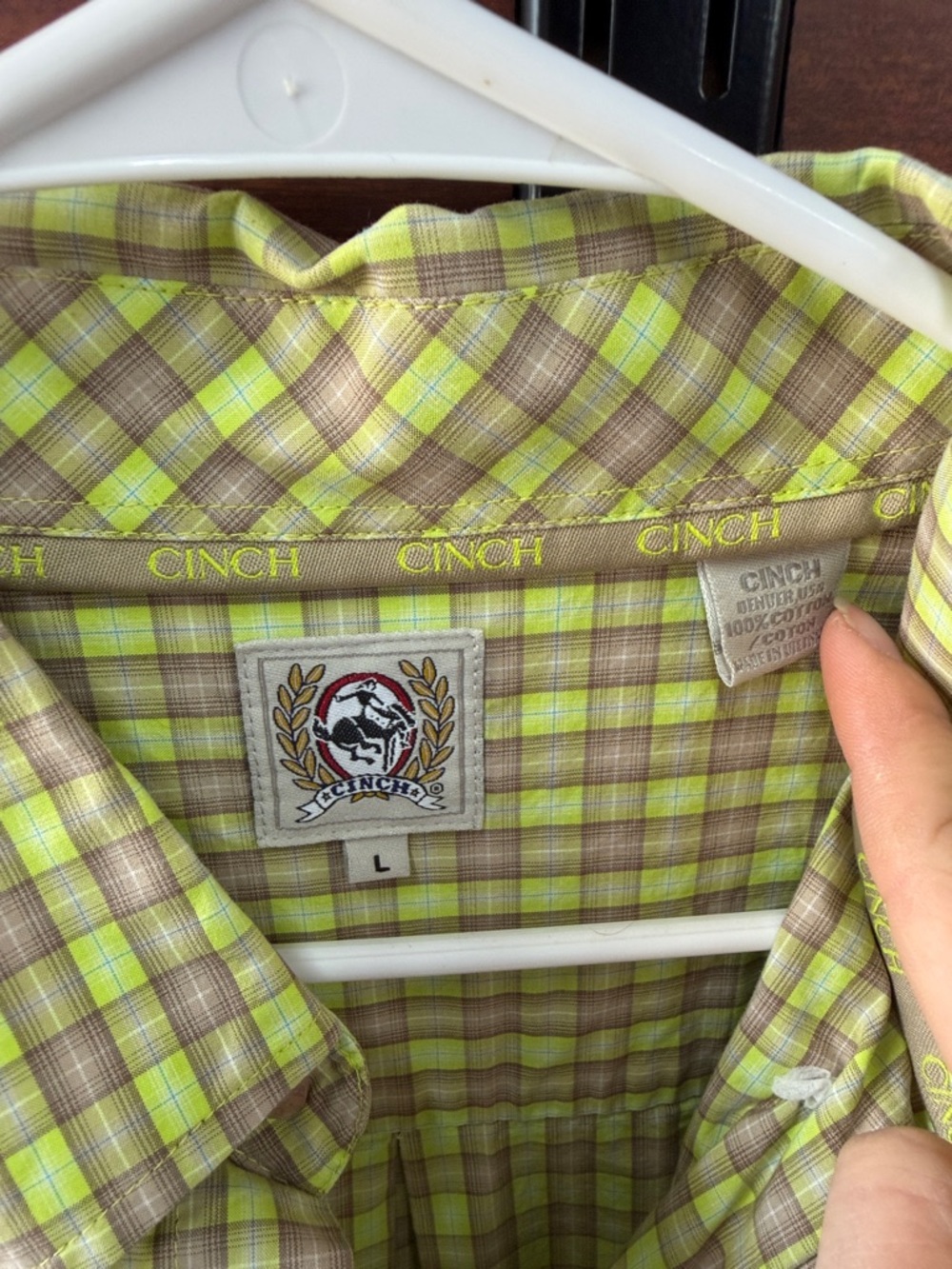 Cinch Green & Purple Plaid Button-Down Shirt - Picture 2 of 4